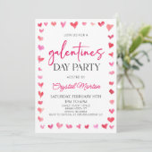 Elegant Roze Rode Harten Galentines Day Party Kaart (Staand voorkant)