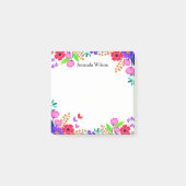 Elegant roze rode paarse bloemen en vlinder post-it® notes (Voorkant)