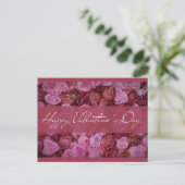 Elegant roze rode roze Floral Happy Valentines Day Briefkaart (Staand voorkant)