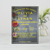 Elegant roze rode roze floral Wedding Invitation Kaart (Staand voorkant)