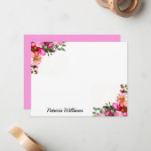 Elegant roze rode roze roze roze roze roze roze ro notitiekaartje (Voorkant / Achterkant in situ)