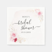 Elegant roze & rood bloemig Vrijgezellenfeest Servet (Voorkant)