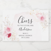 Elegant roze & rood bloemig Vrijgezellenfeest Sparkling Wijnetiket (Enkel label)