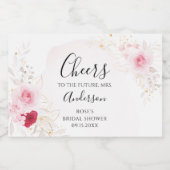 Elegant roze & rood bloemig Vrijgezellenfeest Sparkling Wijnetiket (Enkel label)