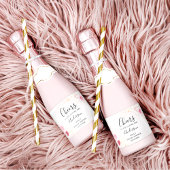 Elegant roze & rood bloemig Vrijgezellenfeest Sparkling Wijnetiket