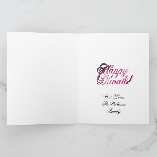 Elegant roze rood diwali licht kaarslicht kaart (Binnen)