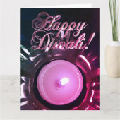 Elegant roze rood diwali licht kaarslicht kaart (Voorkant)