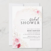 Elegant Roze Rood & Goud Bloemen Vrijgezellenfeest Kaart (Voorkant)