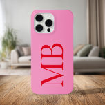 Elegant roze rood minimalistisch Initiaal monogram iPhone 15 Pro Max Hoesje<br><div class="desc">Elegante roze rode minimalistische Initiaal Monogram iPhone Case</div>
