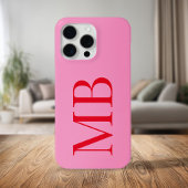 Elegant roze rood minimalistisch Initiaal monogram Case-Mate iPhone Case