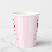Elegant Roze Rood Modern 16e verjaardag Papieren Bekers (Links)