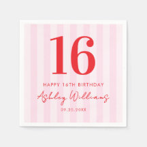 Elegant Roze Rood Modern 16e verjaardag