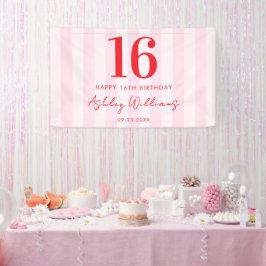 Elegant Roze Rood Modern 16e verjaardag Spandoek