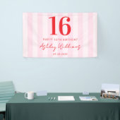 Elegant Roze Rood Modern 16e verjaardag Spandoek (Beurs)