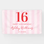 Elegant Roze Rood Modern 16e verjaardag Spandoek (Horizontaal)