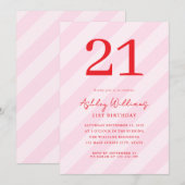 Elegant Roze Rood Modern 21e Verjaardag Kaart (Voorkant / Achterkant)