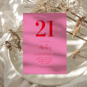 Elegant Roze Rood Modern 21e Verjaardag Kaart