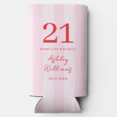 Elegant Roze Rood Modern 21e Verjaardag Seltzer Blikjeskoeler (Achterkant)