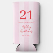 Elegant Roze Rood Modern 21e Verjaardag Seltzer Blikjeskoeler (Voorkant)