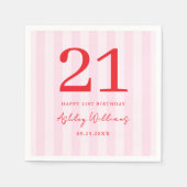 Elegant Roze Rood Modern 21e Verjaardag Servet (Voorkant)
