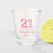 Elegant Roze Rood Modern 21e Verjaardag Shot Glas (Voorkant)