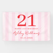 Elegant Roze Rood Modern 21e Verjaardag Spandoek (Horizontaal)