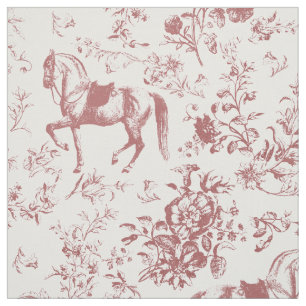 Elegant Roze Rood Paard Bloemen Toile Stof