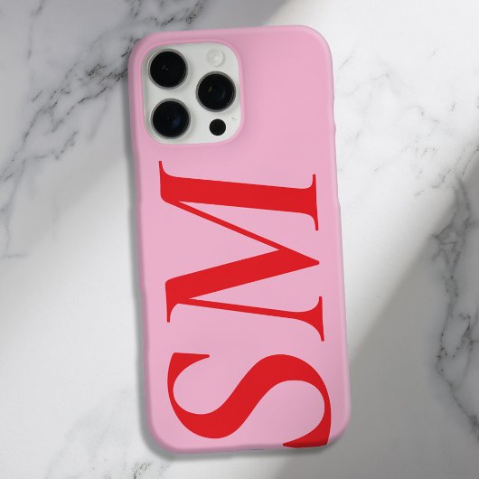 Elegant roze rood vet Initiaal monogram Case-Mate iPhone Case