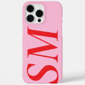 Elegant roze rood vet Initiaal monogram Case-Mate iPhone Case (Achterkant)