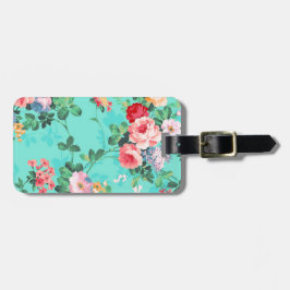  Elegant roze roodgelroze rozenpatroon Bagagelabel