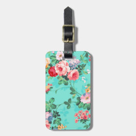 Elegant roze roodgelroze rozenpatroon Bagagelabel