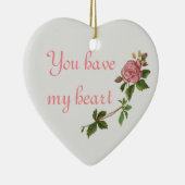 Elegant roze Roos, aanpasbare tekst Keramisch Ornament (Rechts)