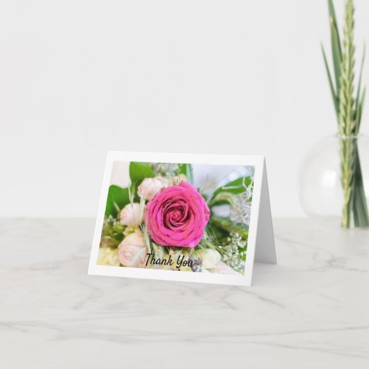 Elegant roze Roos bloem Bedankkaart (Voorkant)