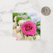 Elegant roze Roos bloem Notitiekaartje (Voorkant / Achterkant in situ)