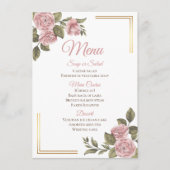  Elegant Roze Roos Bloemen Trouwmenu Menu (Voorkant)