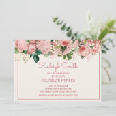 Elegant roze roos bloemengraduatfeest kaart (Staand voorkant)