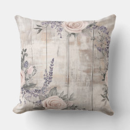 Elegant roze roos en lavendel Sierkussen