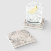 Elegant roze roos en lavendel stenen Onderzetter (Zijkant)