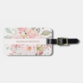 Elegant roze roos en pioen bloemboeket bagagelabel (Voorkant horizontaal)