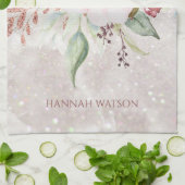 Elegant roze roos en pioen bloemboeket theedoek (Gevouwen)