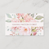 Elegant roze roos en pioen bloemboeket visitekaartje (Voorkant)