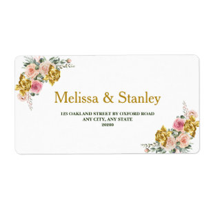 Elegant roze, Roos Gold Eucalyptus Floral Return Etiket