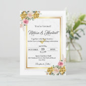 Elegant roze, Roos Gold Eucalyptus Floral Wedding Kaart (Staand voorkant)