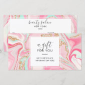 Elegant roze roos goudglitter cadeaukaart (Voorkant / Achterkant)