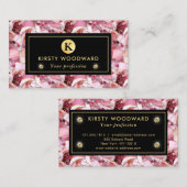 Elegant roze roos mozaïek patroon visitekaartje (Voorkant / Achterkant)