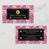 Elegant roze roos mozaïek patroon visitekaartje (Voorkant / Achterkant)