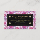 Elegant roze roos mozaïek patroon visitekaartje (Achterkant)