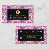 Elegant roze roos mozaïek patroon visitekaartje (Voorkant / Achterkant)