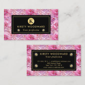 Elegant roze roos mozaïek patroon visitekaartje (Voorkant / Achterkant)