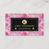 Elegant roze roos mozaïek patroon visitekaartje (Voorkant)